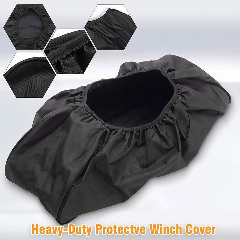 Winch Cover, Heavy Duty Waterproof Dust-Proof Winch Protection Cover, for Electric Winches 8500-17500 Lbs, Indoor Outdoor (21.5” X 9.5” X 7.5”) - Black