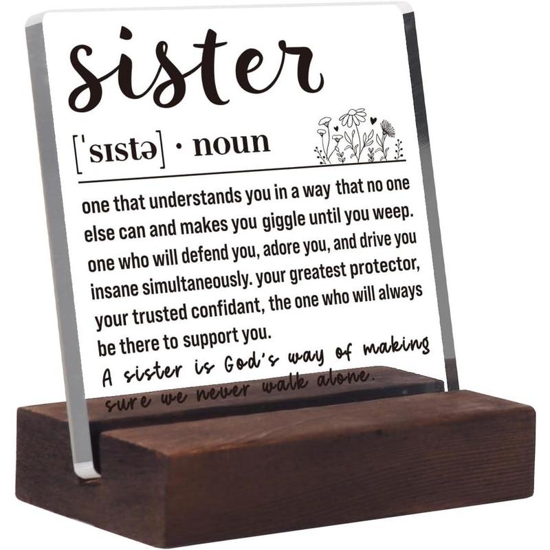 Christmas Gifts, Sister Gifts from Sister Birthday Gift Ideas, Big Little Sister Gifts from Brother Soul Sister Mothers Day Gifts for Unbiological Sister Thank You Gifts for Sister Definition Acrylic Plaque Desk Signs