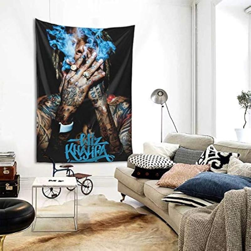 Wiz Khalifa Tapestry Wall Hanging Bedding Tapestry 3D Printed Art Tapestrys Home Decor Size: 60