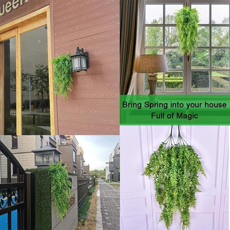 Artificial Boston Fern, 2counts Fake Hanging Plant Vine Outdoor Decoration Plant for Wall, Wedding Party Decor