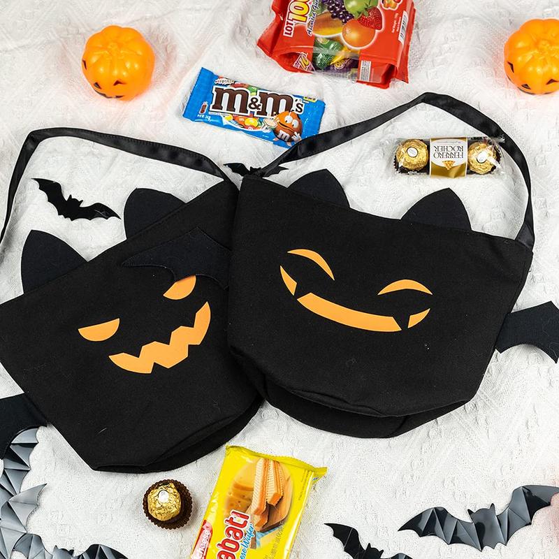 Halloween Trick or Treat Bags Bat Candy Bucket Reusable Canvas Bag Best Halloween Party Gifts for Kids Halloween Bucket Large