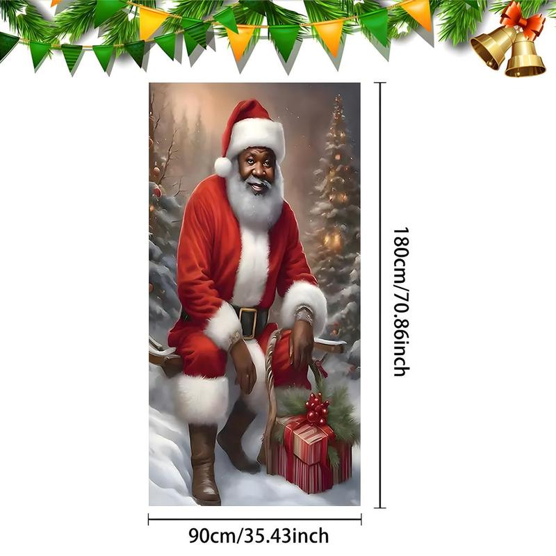 Santa Claus Door Cover, 1 Count Christmas Themed Door Hanging Banner, Festive & Party Supplies for Home Living Room Bedroom