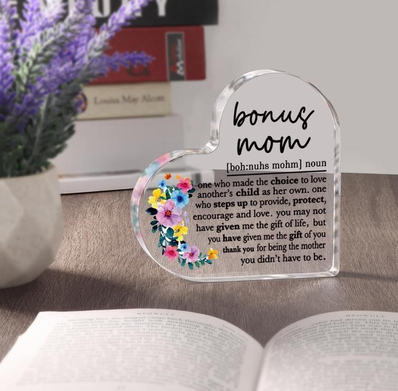 Bonus Mom Gifts, Birthday Gift Mothers Day Gift for Step Mom, Stepmother, Gifts for Bonus Mom Birthday Gift for Bonus Mom Definition Acrylic Plaque Desk Signs