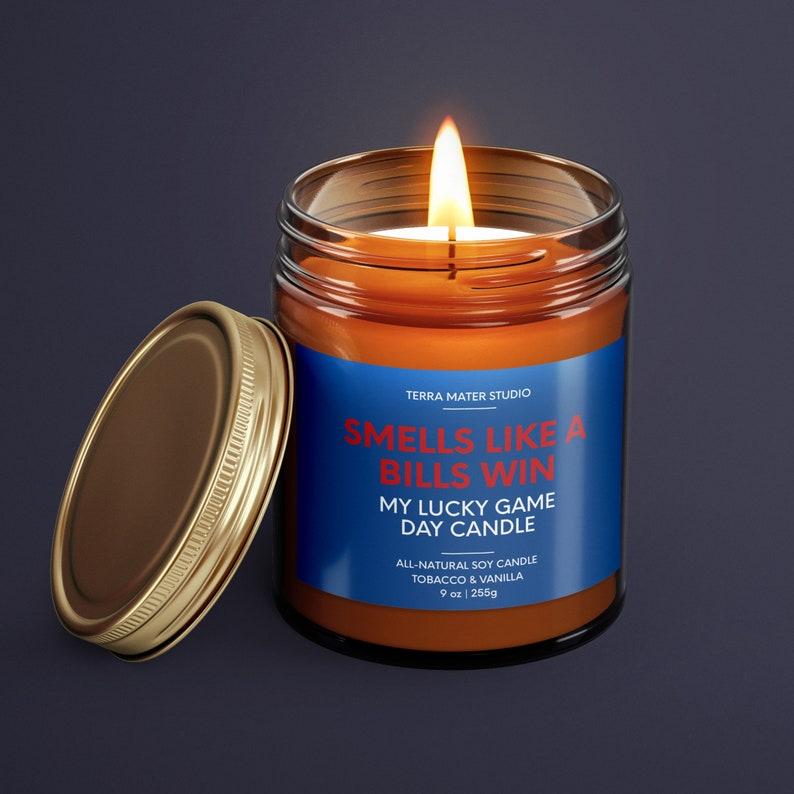 Smells Like A Bills Win, Buffalo Lucky Game Day Candle, Soy Wax Candle, Buffalo Fan Gift, Sports Fan Gift, Buffalo Candle