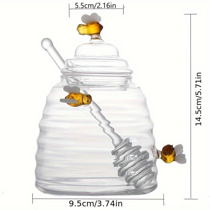 Summer Gift Creative Bee Decor Glass Honey Storage Jar, Kitchen Accessories Clear Glass Jam Storage Jar with Lid & Dipper, Kitchen  Bottles Supplies