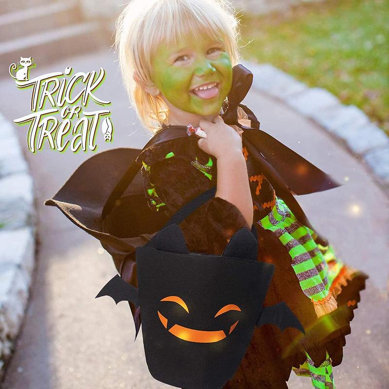 Halloween Trick or Treat Bags Bat Candy Bucket Reusable Canvas Bag Best Halloween Party Gifts for Kids Halloween Bucket Large