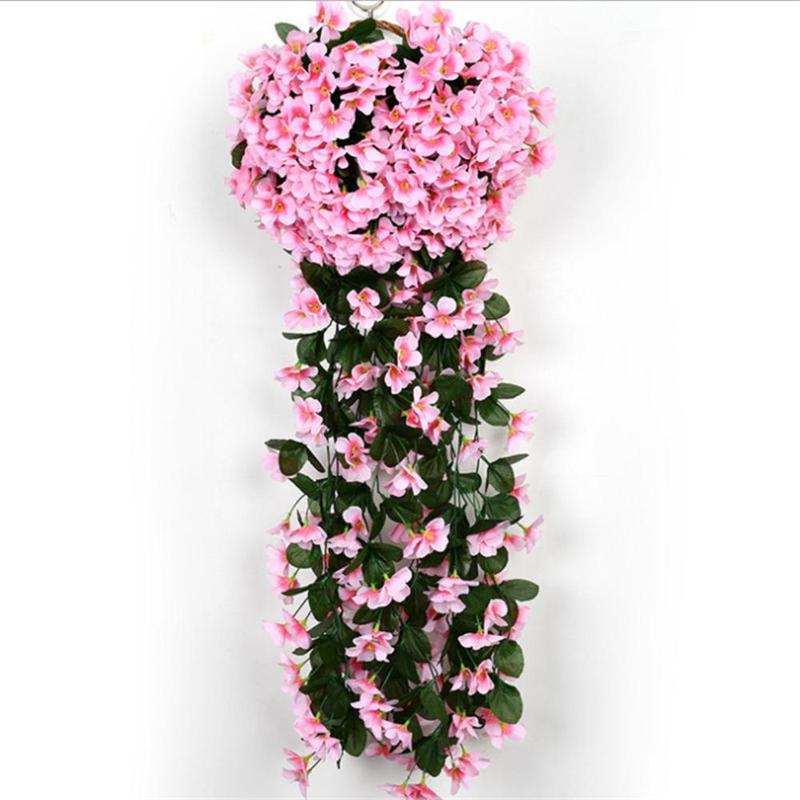 Artificial Hanging Flowers for Outdoor, 2 Pack Violet Ivy Fake Hanging Flowers for Outdoor Home Wedding Garden Decoration Decorative Fruit