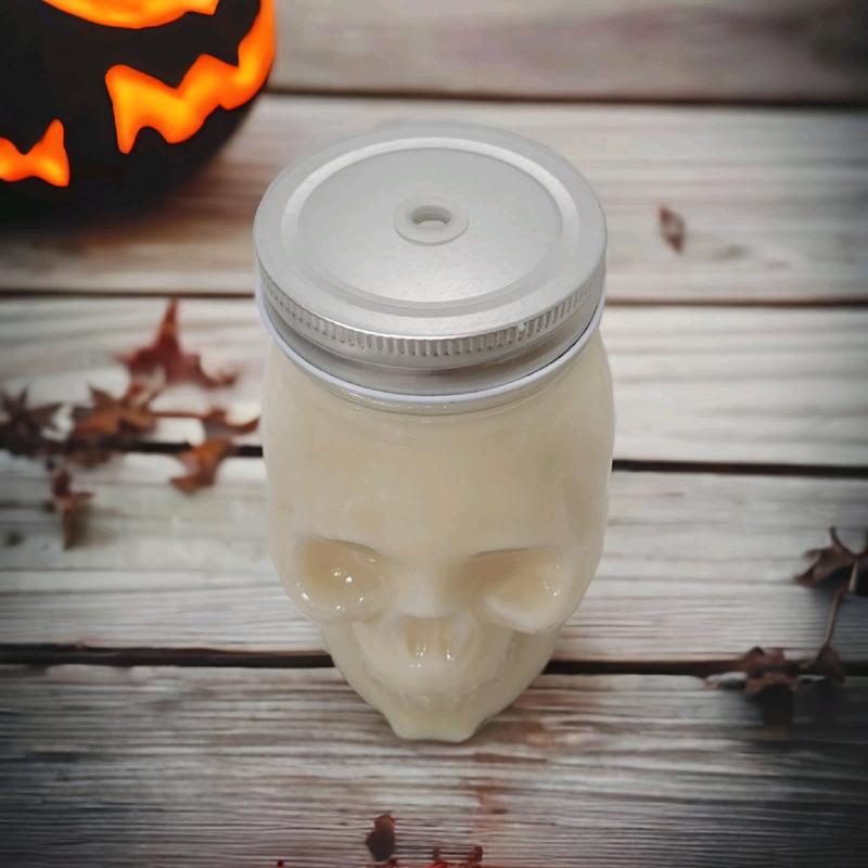 Skull Candle in Reusable 16 oz Drinking Jar Gift Gift favorite candles Mason