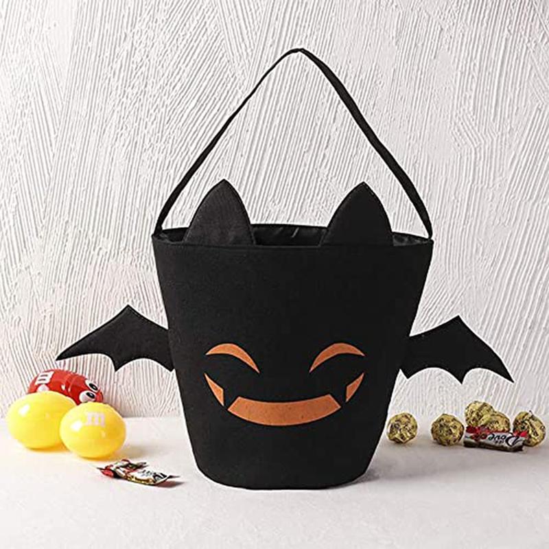 Halloween Trick or Treat Bags Bat Candy Bucket Reusable Canvas Bag Best Halloween Party Gifts for Kids Halloween Bucket Large