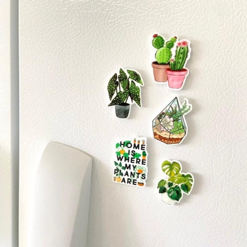 Plant Mom Fridge Magnets | Indoor Gardening Gifts | Philodendron | Monstera | Terrarium | Home Is Where My Plants Are | Plant Lady | Cactus Decor Set