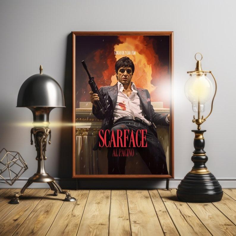 Poster Movie Scarface, Iconic Movie Poster Poster, Unique Film Decor, Classic Movie Wall Art Room Artwork