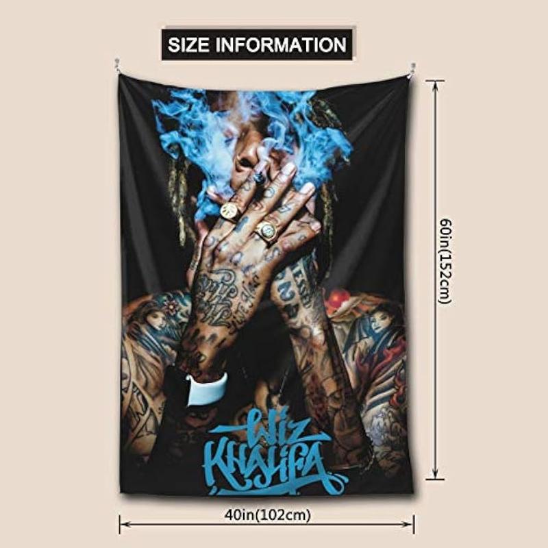 Wiz Khalifa Tapestry Wall Hanging Bedding Tapestry 3D Printed Art Tapestrys Home Decor Size: 60