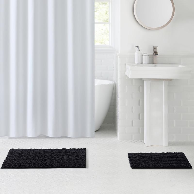 Mainstays Textured Soft Silver Chenille Polyester Bath Rug Set, 2-Piece No Brand Washable