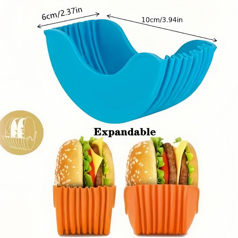 Reusable Burger Holder, 4 Counts Silicone Burger Storage Box, Burger Tool Holder, Kitchen Storage Box for Home Dining Room Picnic