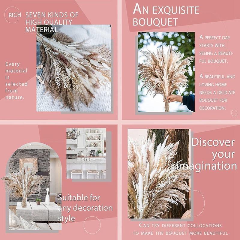 Dried Reed Grass Decoration, 50pcs set Fluffy Reed Grass Bouquet, Plant Decoration for Flower Arrangement, Wedding, Coffee Table, Home Decor