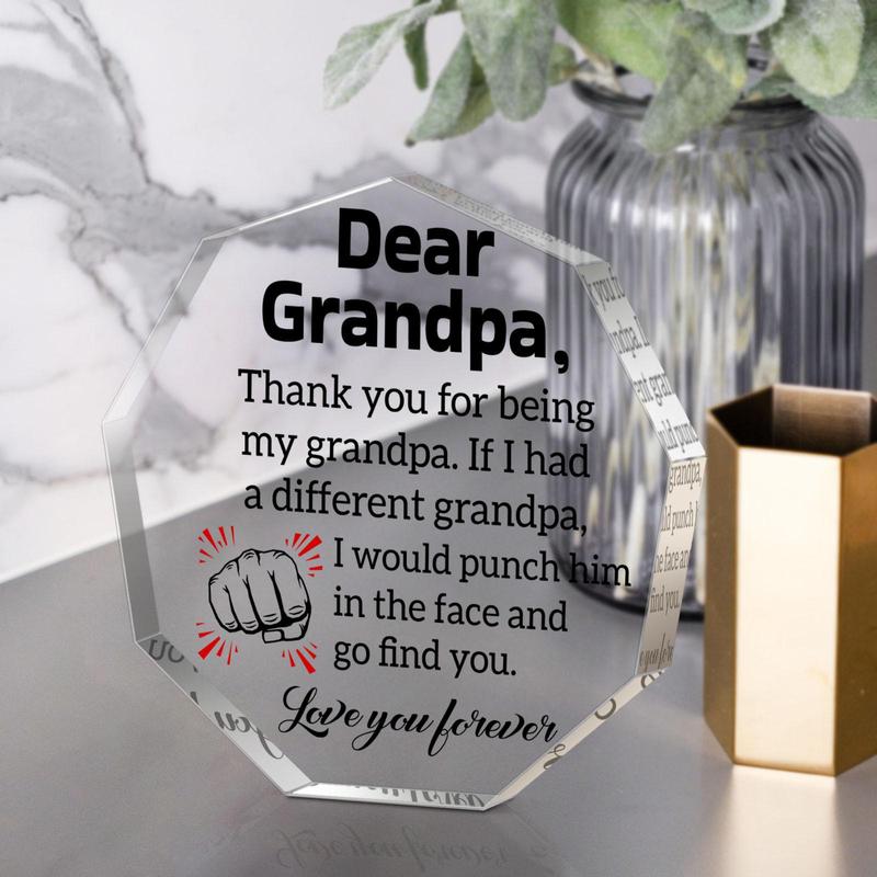 Irregularly Shaped Acrylic Plaque, 1 Count Creative Grandpa Gift, Home Decoration Ornament, Emotional Connection Gift for Grandpa, Thanksgiving Gift, Christmas Gift