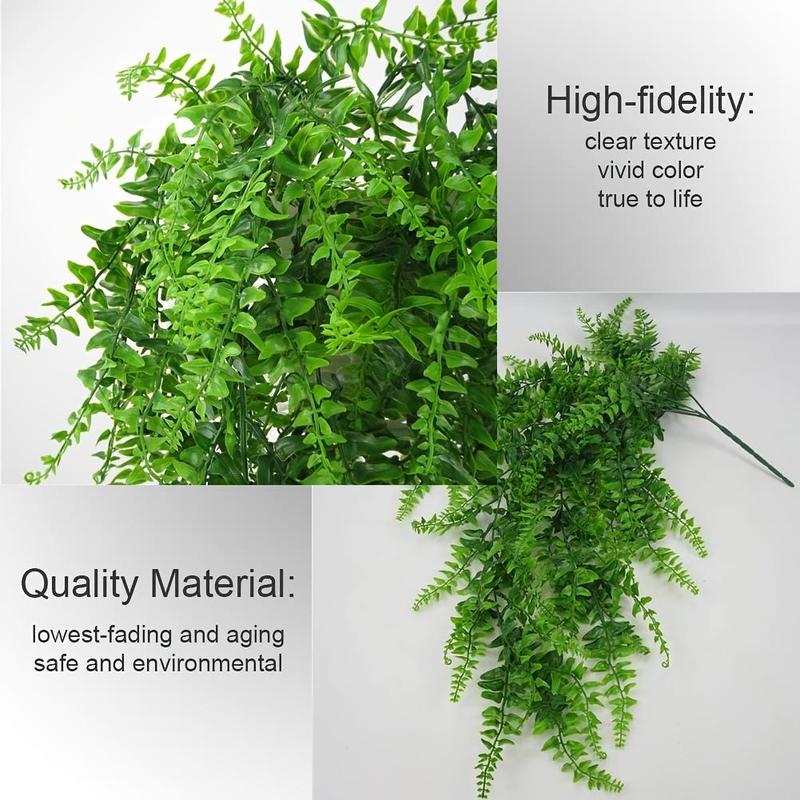 Artificial Boston Fern, 2counts Fake Hanging Plant Vine Outdoor Decoration Plant for Wall, Wedding Party Decor