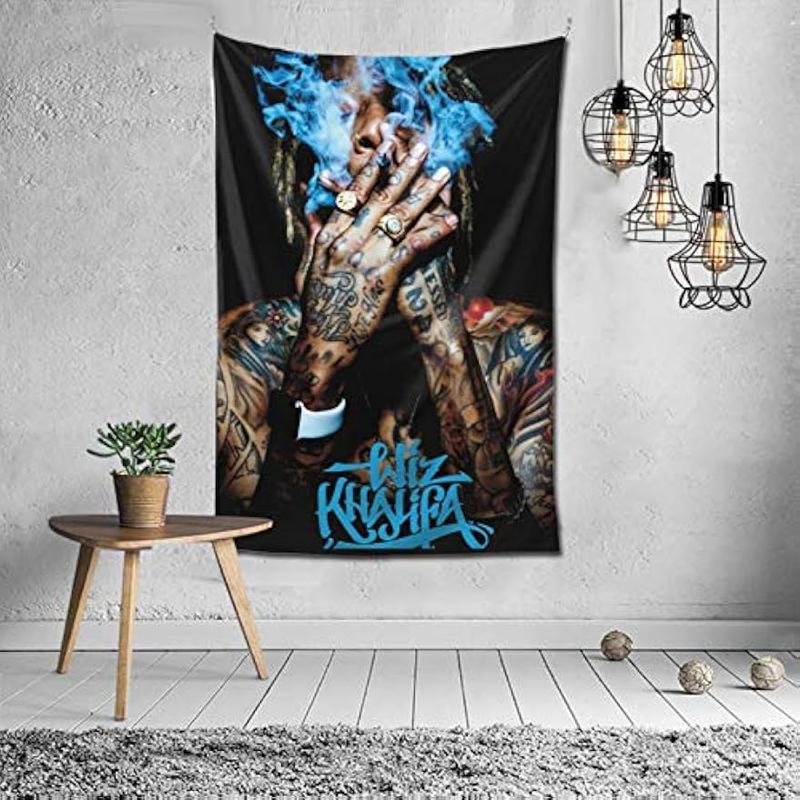 Wiz Khalifa Tapestry Wall Hanging Bedding Tapestry 3D Printed Art Tapestrys Home Decor Size: 60