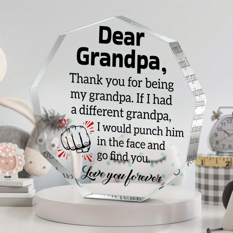 Irregularly Shaped Acrylic Plaque, 1 Count Creative Grandpa Gift, Home Decoration Ornament, Emotional Connection Gift for Grandpa, Thanksgiving Gift, Christmas Gift