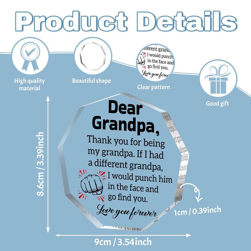 Irregularly Shaped Acrylic Plaque, 1 Count Creative Grandpa Gift, Home Decoration Ornament, Emotional Connection Gift for Grandpa, Thanksgiving Gift, Christmas Gift