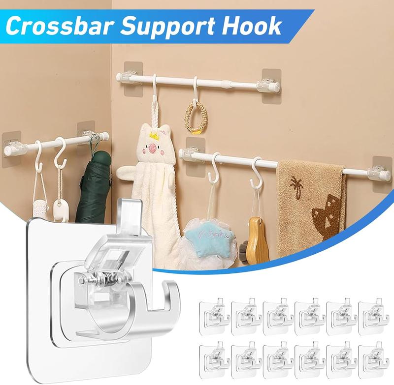 20PCS Telescopic Rod Fixing Clamp for Curtain Rods, Shower Curtains, Towels and Doors - Hangable, Organiser