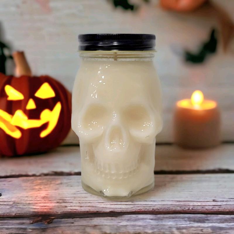 Skull Candle in Reusable 16 oz Drinking Jar Gift Gift favorite candles Mason