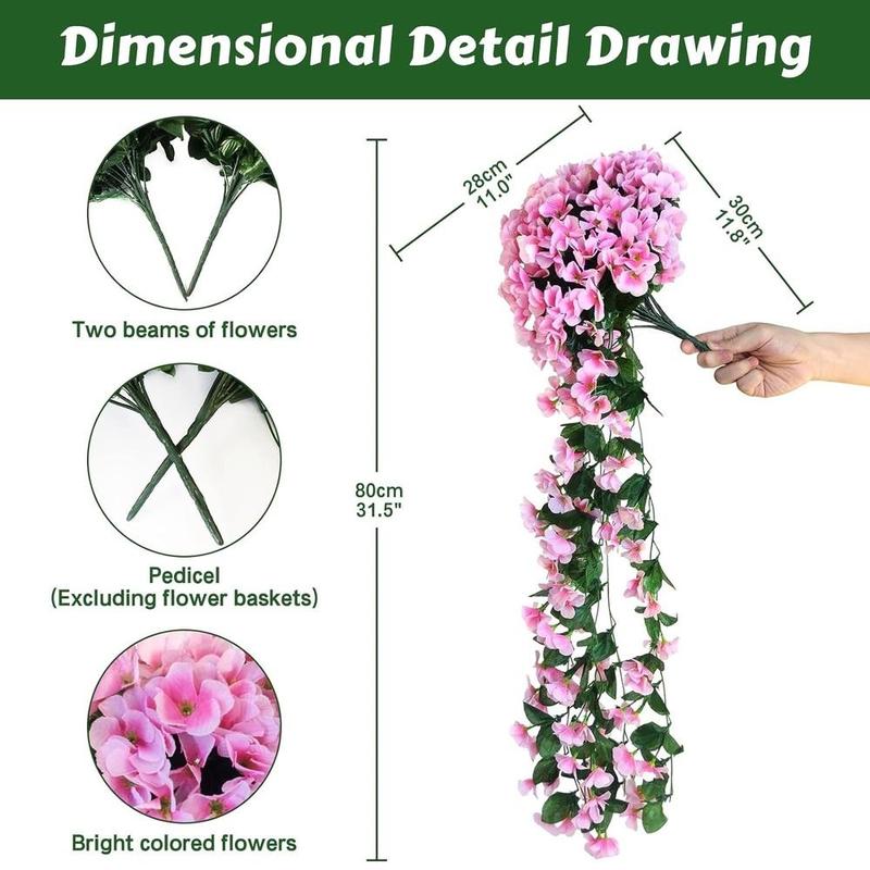 Artificial Hanging Flowers for Outdoor, 2 Pack Violet Ivy Fake Hanging Flowers for Outdoor Home Wedding Garden Decoration Decorative Fruit