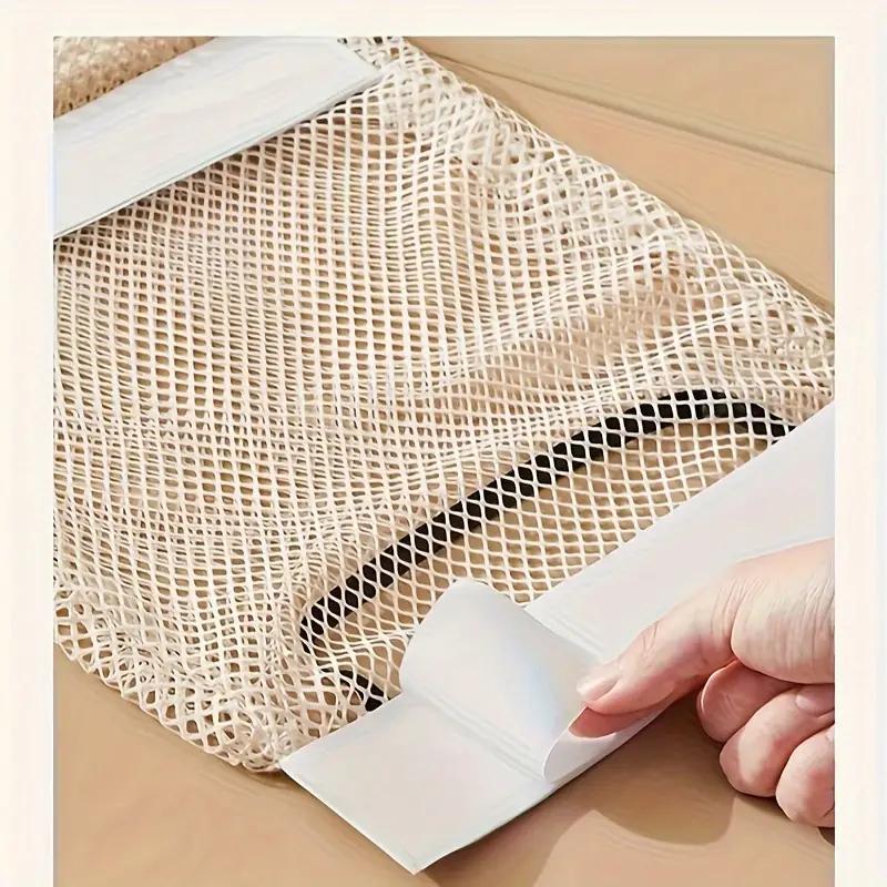 Mesh Hanging Storage Bag, 4 Counts Large Capacity Kitchen Storage Bag, Space Saving Wall Mounted Dispenser for Garbage Bag, Plastic Wrap, Self-sealing Bag