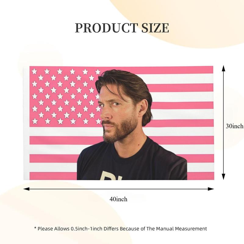 Jensen Ackles American Flag  supernaturalpower Gift Dean Winchester For Fan Pink USA Flags tapestry Poster for Wall Bedroom Living Room Hanging Decoration Outdoor Indoor Banner Brass Gromments