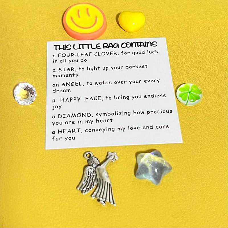 Little Bag Of Friendship Gift, 1 Count Friendship Gift Bag with 1 Gift Card & 6 Charms, Party Favor, Long Distance Gifts for Her for Women