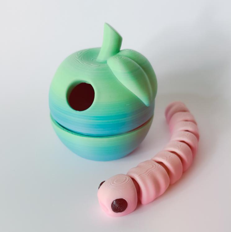 Cutest little Worm and Apple Articulating Decor Figurine for home, office or Play