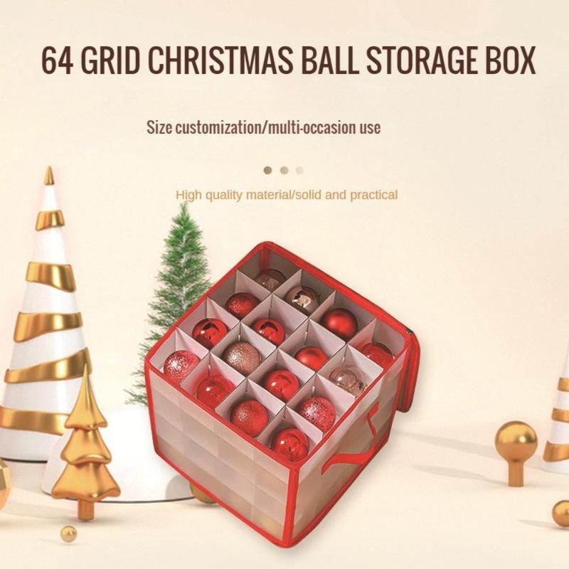 64-grid Storage Box, 1 Count Clear Christmas Ball Storage Organizer with Lid, Christmas Ornament Storage Box for Home Bedroom Living Room, Home Organizer