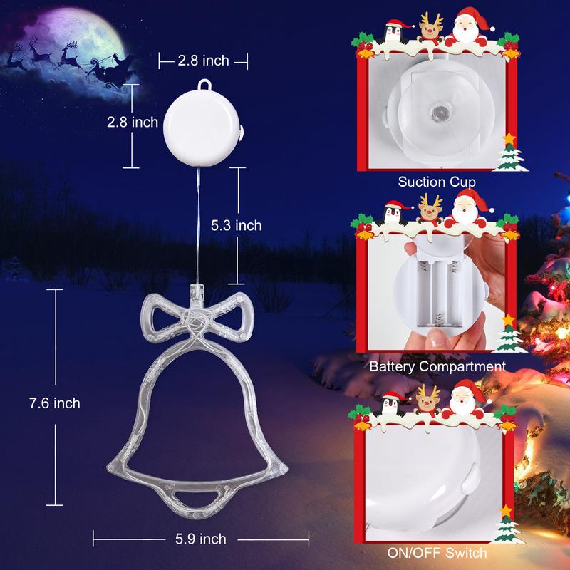 LOLStar Christmas Window Decorations, 3-Pack Of Bells, Christmas Tree, SnowflakesChristmas Window Lights With Suction Cup, Timer Function And Slow Fade Mode,Battery Operated, Indoor Christmas Lights