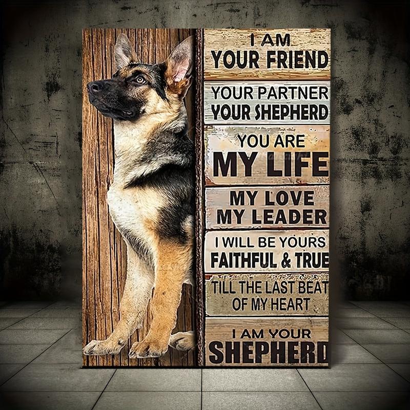 German Shepherd Dog, Animal Drawing, A Dog Loves You More Than He Loves Himself Canvas Decor Wall Art For Bedroom Living Room Home Walls Decoration(Frameless)