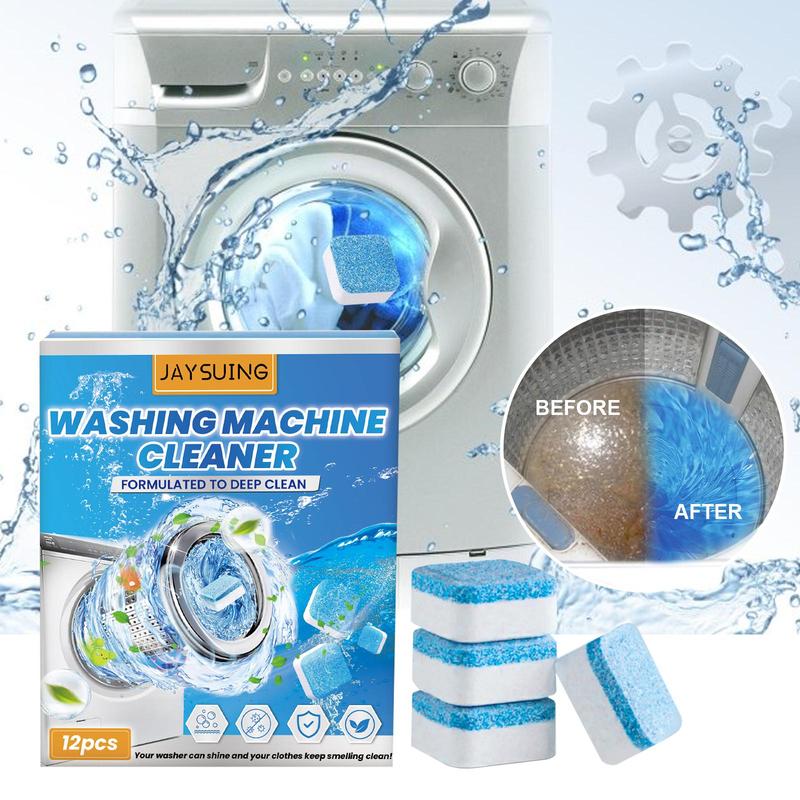 Washing Machine Cleaner, 12pcs box Kitchen Dishwasher Cleaning & Descaling Tablet, Dishwasher Heavy Oil Stain Remover Tablet