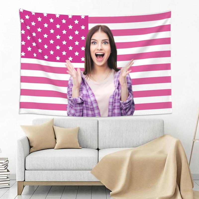 American Flag Background Custom Tapestry Banner Personalized Customized Backdrop for Wall with Picture Customizable Room Home Decor Bedroom