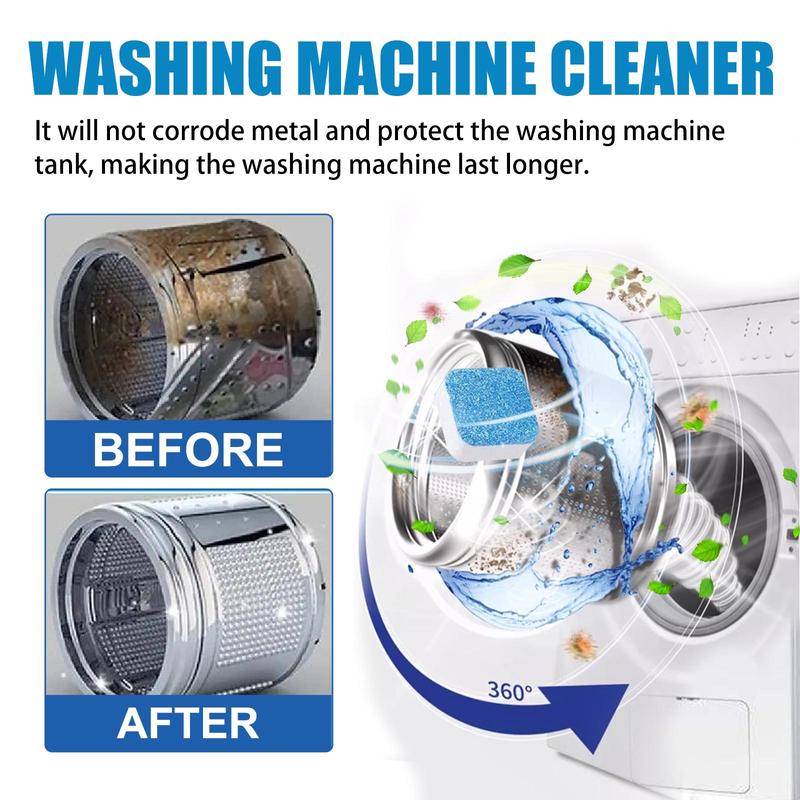 Washing Machine Cleaner, 12pcs box Kitchen Dishwasher Cleaning & Descaling Tablet, Dishwasher Heavy Oil Stain Remover Tablet