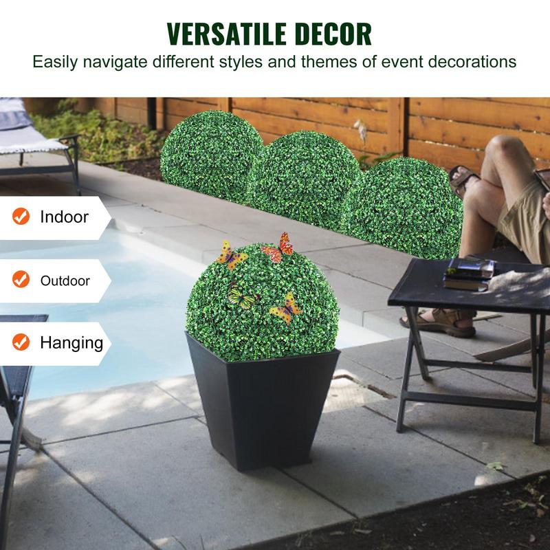 VEVOR Artificial Topiaries Boxwood Trees, 16” Tall (2 Pieces), Ball-Shape Faux Topiaries Plant, All-year Green Feaux Plant Decorative Balls for Backyard, Balcony,Garden, Wedding and Home Decor Fruit Colorful