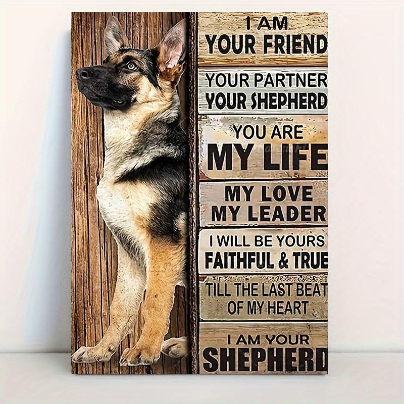 German Shepherd Dog, Animal Drawing, A Dog Loves You More Than He Loves Himself Canvas Decor Wall Art For Bedroom Living Room Home Walls Decoration(Frameless)