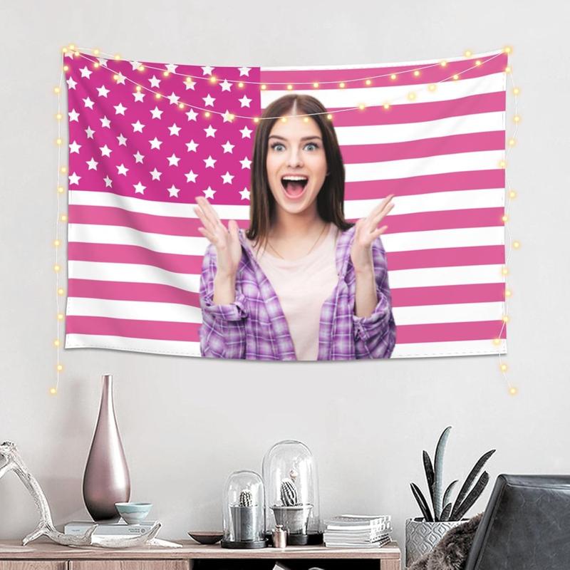 American Flag Background Custom Tapestry Banner Personalized Customized Backdrop for Wall with Picture Customizable Room Home Decor Bedroom