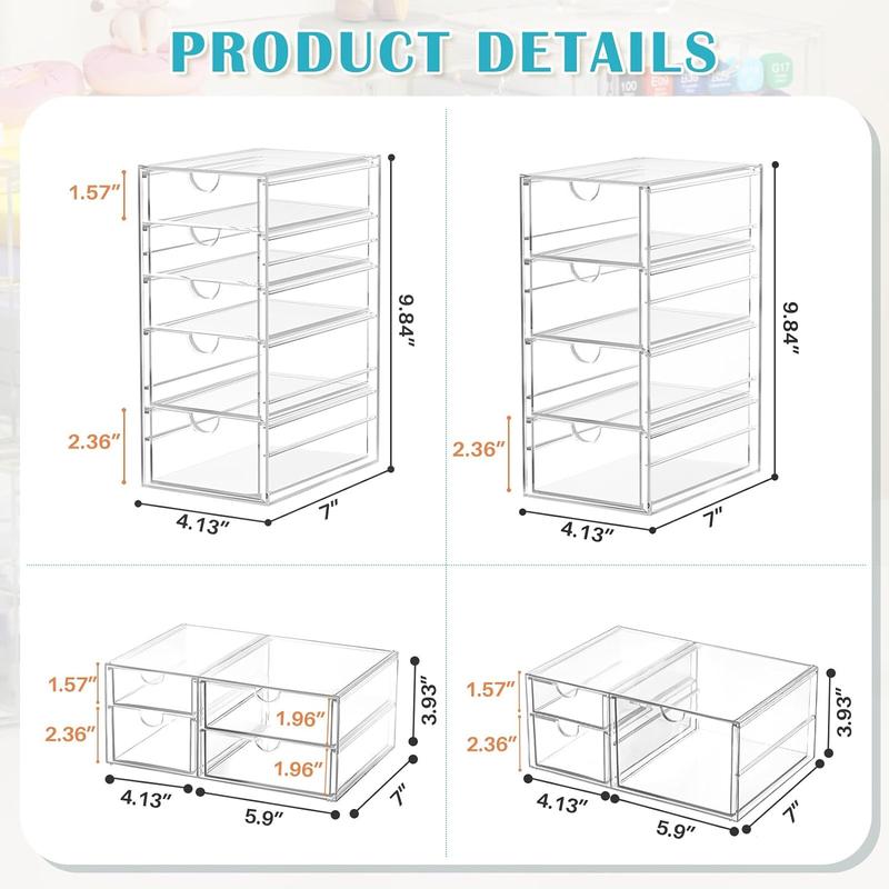 Makeup Organizer, 30 Drawers Acrylic Clear Drawer Organizer, Clear Makeup Organizer, Plastic Storage Drawers for Vanity, Bathroom, Closet, Desk