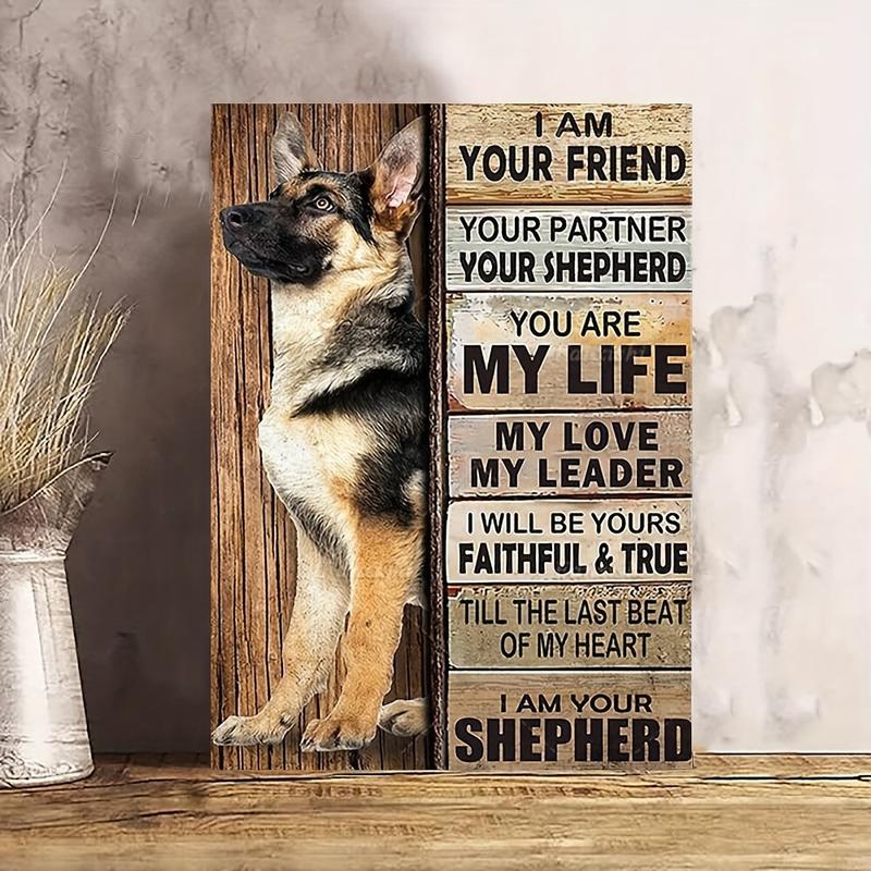 German Shepherd Dog, Animal Drawing, A Dog Loves You More Than He Loves Himself Canvas Decor Wall Art For Bedroom Living Room Home Walls Decoration(Frameless)