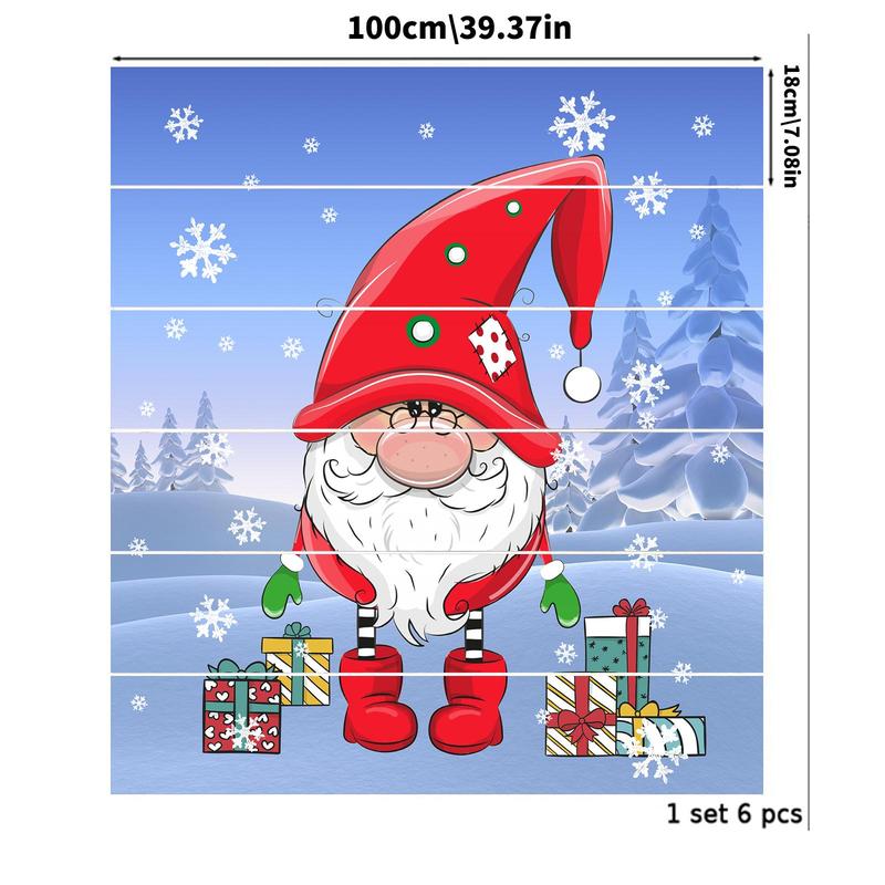 Cartoon Santa Claus Pattern Floor Sticker, 6 Counts set Waterproof Self Adhesive Floor Decal, Decorative Sticker for Home Living Room Bedroom