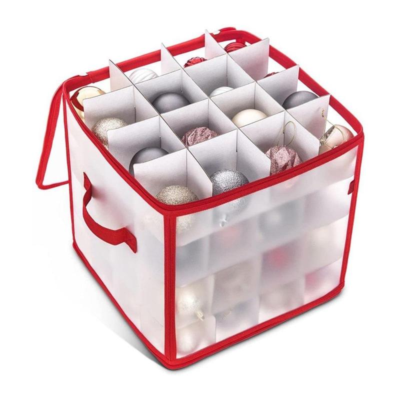 64-grid Storage Box, 1 Count Clear Christmas Ball Storage Organizer with Lid, Christmas Ornament Storage Box for Home Bedroom Living Room, Home Organizer