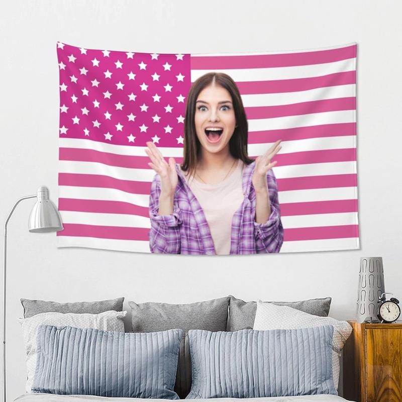 American Flag Background Custom Tapestry Banner Personalized Customized Backdrop for Wall with Picture Customizable Room Home Decor Bedroom