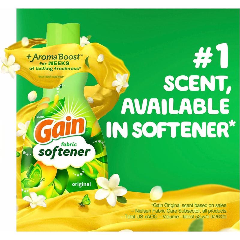 Gain Fabric Softener, Original Scent, 140 fl oz, 190 Loads, HE Compatible