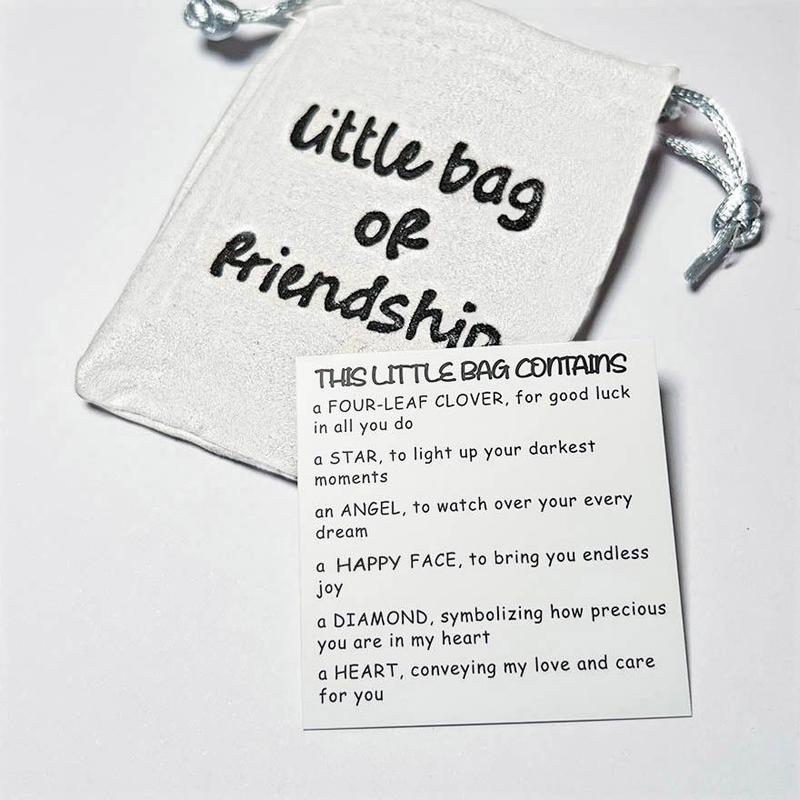 Little Bag Of Friendship Gift, 1 Count Friendship Gift Bag with 1 Gift Card & 6 Charms, Party Favor, Long Distance Gifts for Her for Women