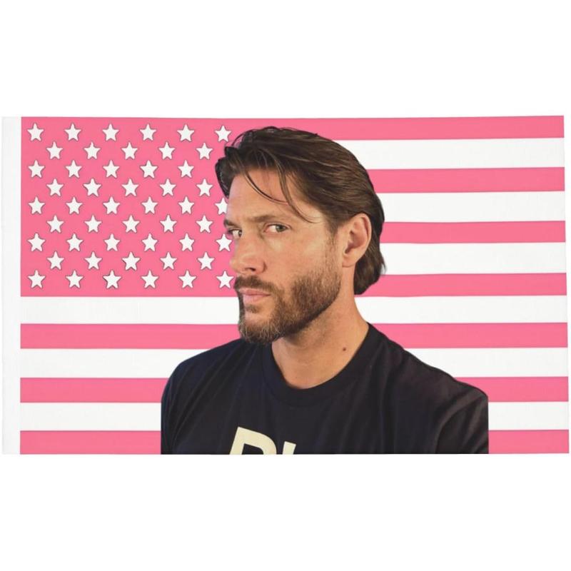 Jensen Ackles American Flag  supernaturalpower Gift Dean Winchester For Fan Pink USA Flags tapestry Poster for Wall Bedroom Living Room Hanging Decoration Outdoor Indoor Banner Brass Gromments