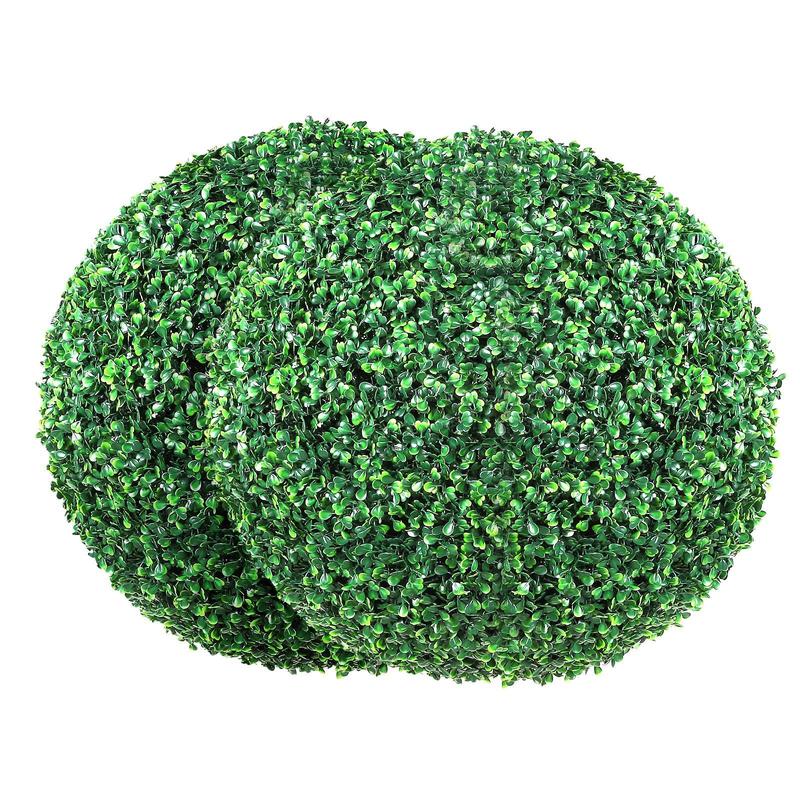 VEVOR Artificial Topiaries Boxwood Trees, 16” Tall (2 Pieces), Ball-Shape Faux Topiaries Plant, All-year Green Feaux Plant Decorative Balls for Backyard, Balcony,Garden, Wedding and Home Decor Fruit Colorful