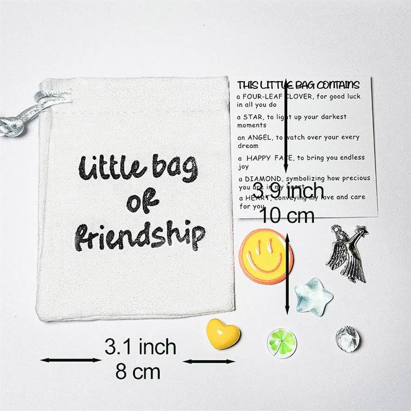 Little Bag Of Friendship Gift, 1 Count Friendship Gift Bag with 1 Gift Card & 6 Charms, Party Favor, Long Distance Gifts for Her for Women